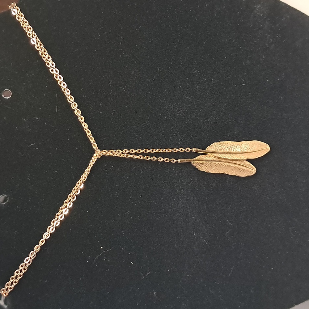 Vintage Flurry Feather Lariat Style Boho Necklace